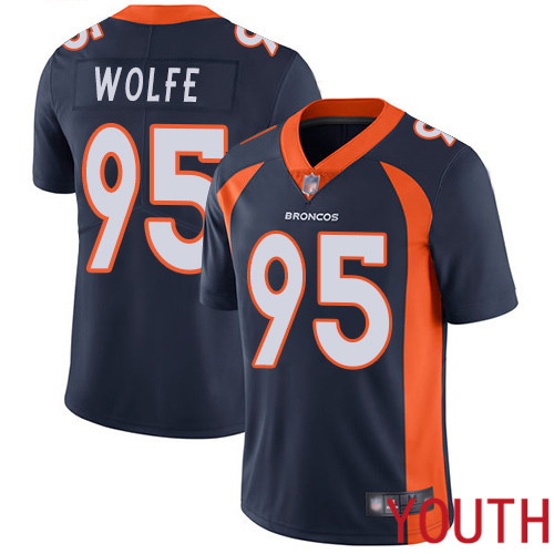 Youth Denver Broncos #95 Derek Wolfe Navy Blue Alternate Vapor Untouchable Limited Player Football NFL Jersey->youth nfl jersey->Youth Jersey